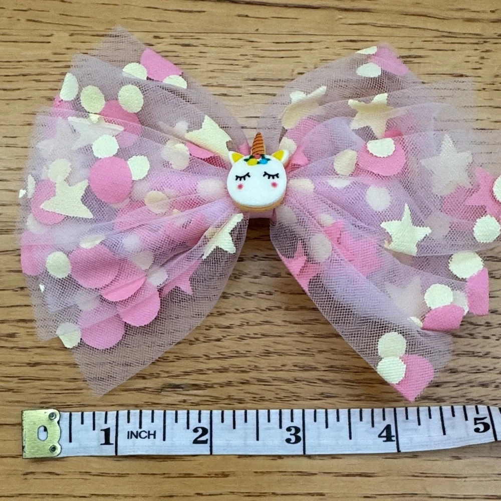 Pink and Cream Star Hair Bow